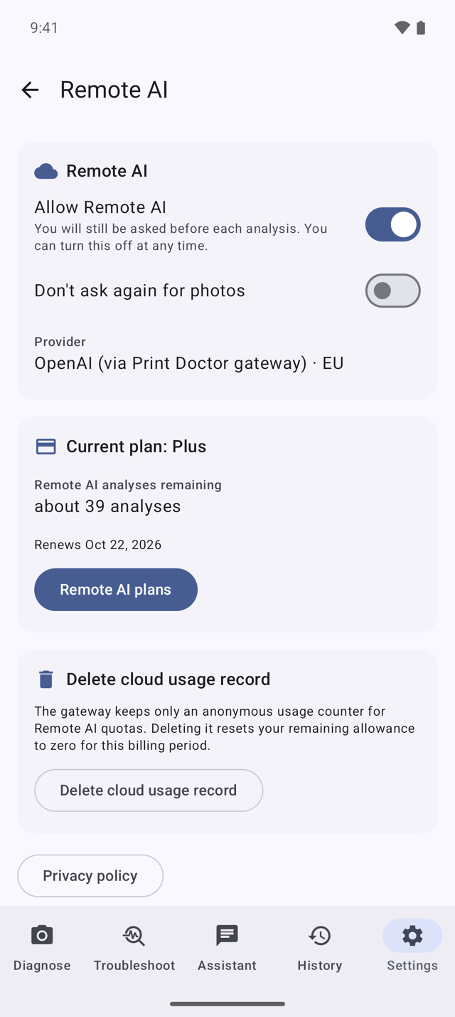 Remote AI settings